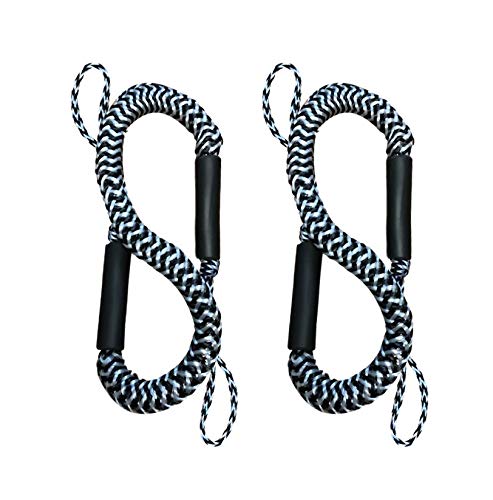 Pactrade Marine Bungee 2 Pieces Dock Line Mooring Rope 3ft EVA Foam Floats (Black & White)