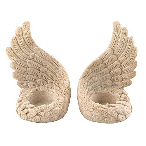 Sigma SLC Wings of Devotion Stone-Look Angel Wings Tealight Candle Holder Set