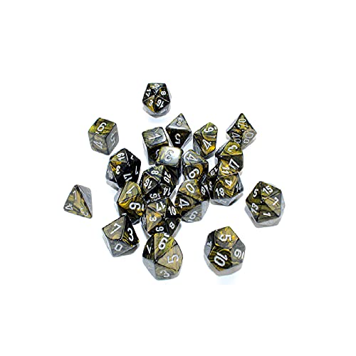 Chessex Leaf Polyhedral 20-Die Set, Gold with Silver Numbers Dice for Dungeons and Dragons (DND), Role Playing Games, MTG, Pathfinder, Table Game, Board Games