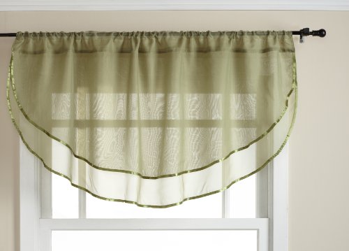 Belle Maison Stylemaster Elegance Sheer Voile, 60" X 24" | Ascot Valance, Sage