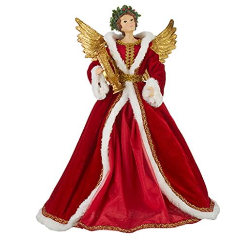 RAZ Imports 2022 Making Spirits Bright 18.75" Angel Harpist Tree Topper