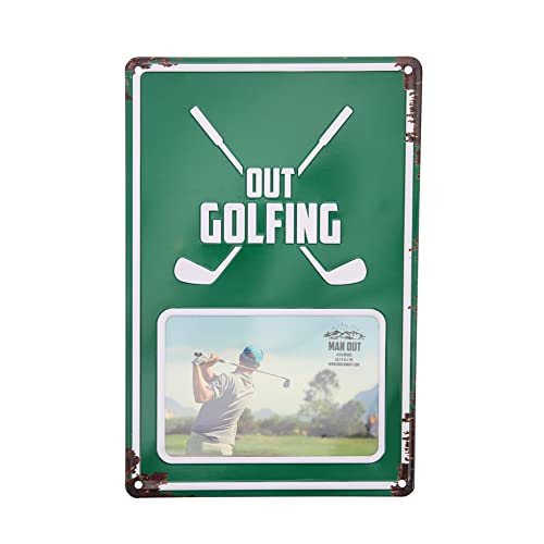 Pavilion - Out Golfing Tin Photo Frame For Golfers (Holds 6 x 4 Photo), Vintage Style License Plate Frame, Tabletop Picture Rustic Frame, Unique Golf Gifts, 1 Count (Pack of 1), 8‚Äù x 11.75‚Äù, Green