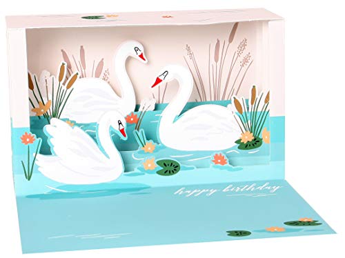 Up With Paper LED Delighted Shadowbox Card - Lake Swans