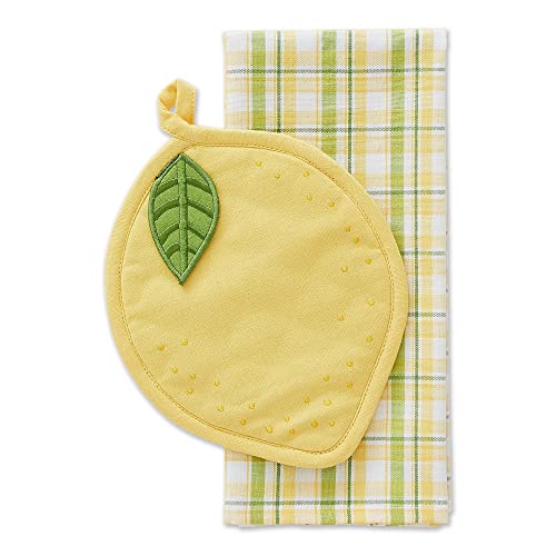 DII Design Imports DII Lemon Potholder and Dish Towel Gift Set