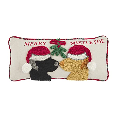 Mud Pie Holiday Pet Hook Wool Pillow, 8" x 18", Multi 132 Count