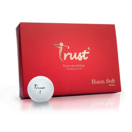 Trust Golf Balls Trust Bison Soft 2022 K8 Edition- Super Soft Feeling. Urethane Cover with Reactive Core, Swing Speed Under 95 mph (White, 1 Dozen)