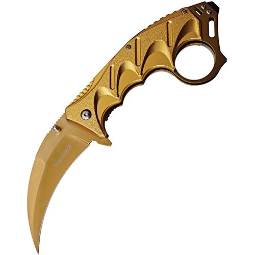 Master Cutlery TAC Force TF-957GD Gold Aluminum A/O Folding Knife w/3.5" Gold Hawkbill Blade (Gold)