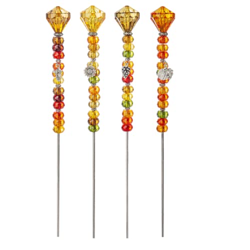 Ganz Autumn Garden Plant Stakes, 12-inch Length, Acrylic and Iron, Set of 4