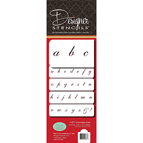 1.25" Small Lowercase Script Cake Stencil SKU# C1071 by Designer Stencils
