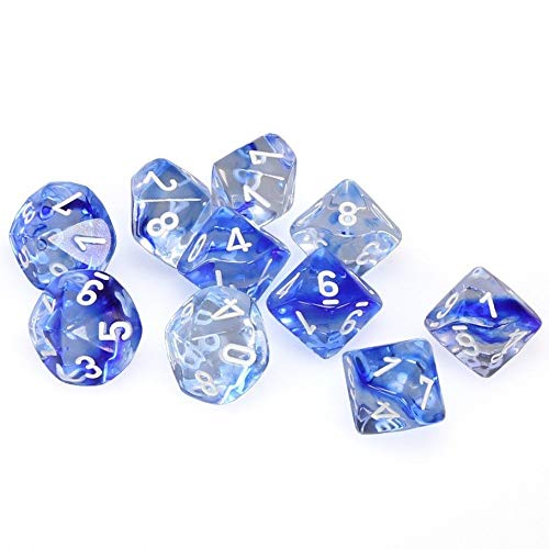 Dice - Nebula Chessex D10 Dark Blue w/White Black (10)