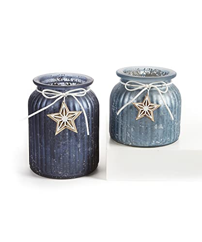 Giftcraft 682037 Christmas Star Candle Holders, Set of 2,Glass