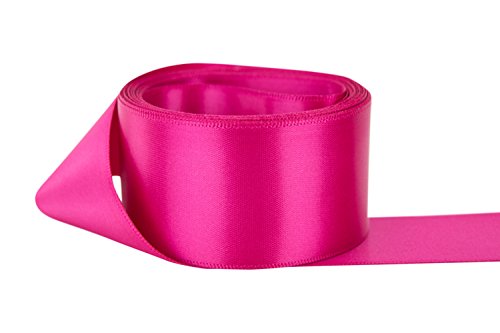 Ribbon Bazaar Double Faced Satin Ribbon - Premium Gloss Finish - 100% Polyester Ribbon for Gift Wrapping, Crafts, Scrapbooking, Hair Bow, Decorating & More - 5/8 inch Azalea 50 Yards