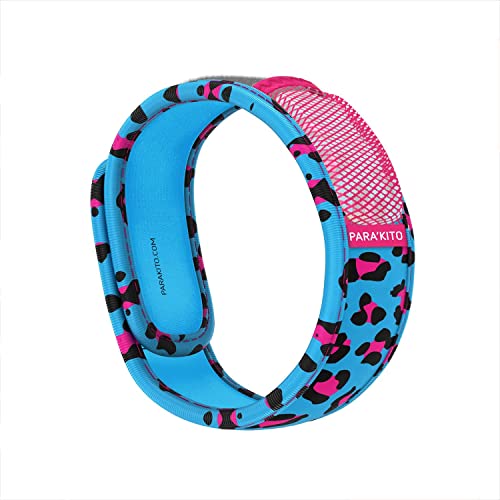 PARA'KITO Mosquito Insect & Bug Repellent Wristband - Waterproof, Outdoor Pest Repeller Bracelet w/Natural Essential Oils (Leopard Blue)