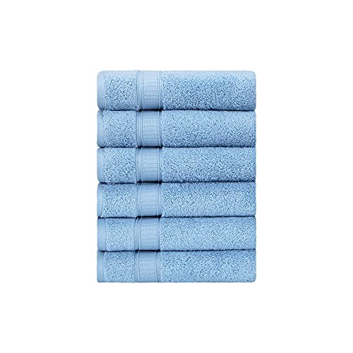 LA HAMMAM - 6 Pack 16√ì _ 28√ì Turkish Cotton Hand Towels for Bathroom, Face, Hotel, Gym, & Spa | Extra Soft Feel Fingertip, Quick Dry and Highly Absorbent Luxury Premium Quality Towel Set - Blue