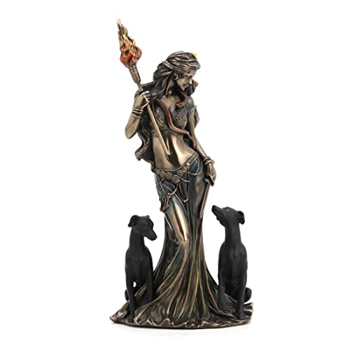 Unicorn Studio Veronese Design 9 1/4 Inch Tall Hecate Greek Goddess of Magic with Her Hounds Cold Cast Bronzed Resin Sculpture Fantasy Figurine Home Decor Collectible