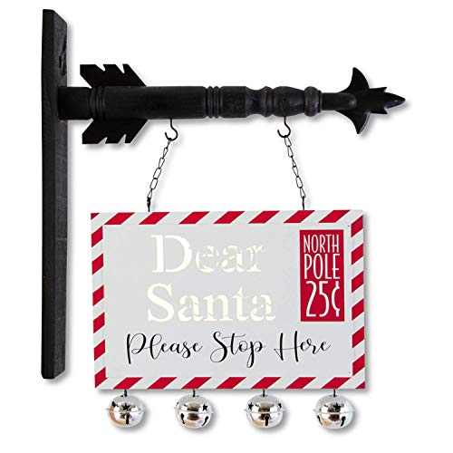 K&K Interiors 54629A 13 Inch Dear Santa LED Postcard Cutout Arrow Replacement, Red/White