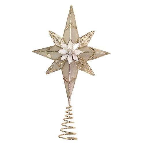 Kurt Adler 8-Point Star Treetop, 12-Inch, Gold Capiz