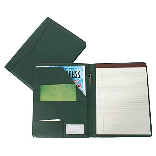 Royce Leather Writing Portfolio Padfolio, Presentation Folder, Business Case with Inserted Note Pad and Folder for Documents (Green)