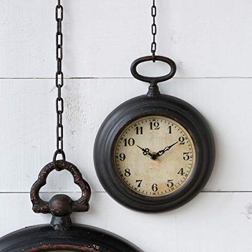 Park Hill Collection EAK80351 Pocket Watch Wall Clock, Small, Black, Metal