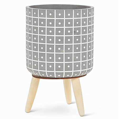 Abbott Collection  27-TRIPOD-01-XLG Extra Large Dot Tripod Planter, Grey/White