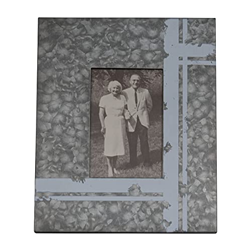 Foreside Home & Garden Galvanized White Plaid 4x6 Inch Metal Decorative Picture Frame