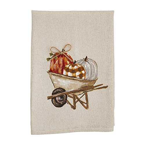 Mud Pie Pumpkin Painted Tea Towel, Wheelbarrow, 21" x 14", Cotton