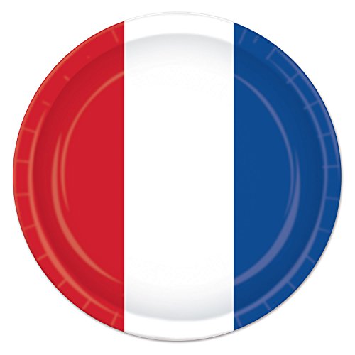 Beistle 4th of July Patriotic Round Plates, 9", Red/White/Blue
