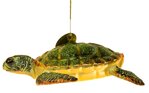 Cape Shore Sea Turtle Blown Glass Christmas Holiday Ornament 5 Inches