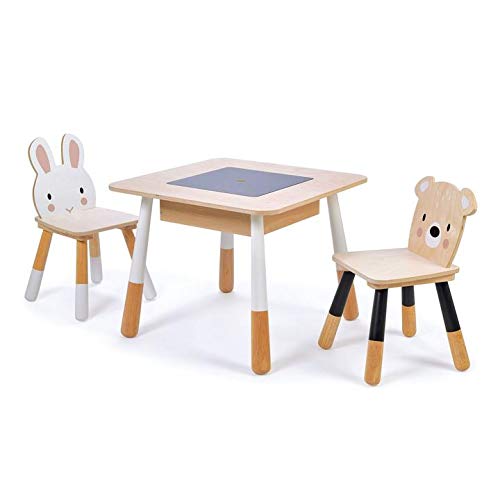 Tender Leaf Toys - Forest Table and Chairs Collections - Adorable Kids Size Art Play Game Table and Chairs - Made with Premium Materials and Craftsmanship for Children 3+ (Forest Table and Chairs)