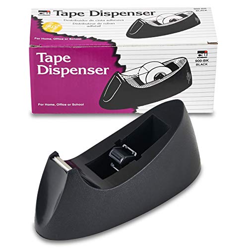 Charles Leonard Desktop Tape Dispenser, Weighted Base and Non-Slip Base, Black, C-15 Style (900-BK)