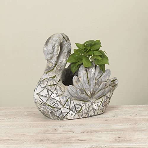 Gerson International Swan Planter, Magnesium, 19.3-inch Length