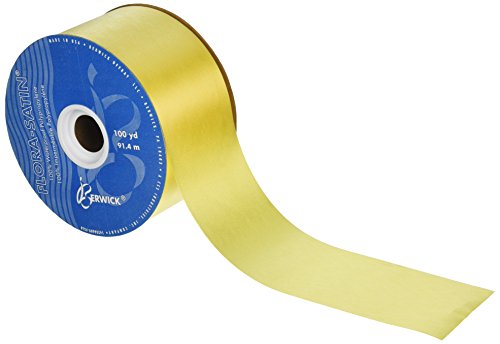 burton + BURTON Berwick 2-3/4-Inch Wide by 100-Yard Spool Flora Satin Craft Ribbon, Yellow