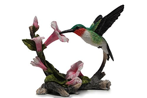 Unicorn Studio US 5.75 Inch Ruby Throated Hummingbird Statue Figurine, Pink and Green