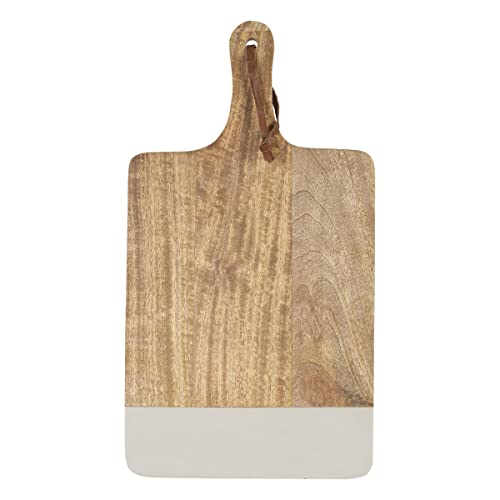 Foreside Home & Garden Wood & Gray Resin with Leather Loop Tall Cutting Board