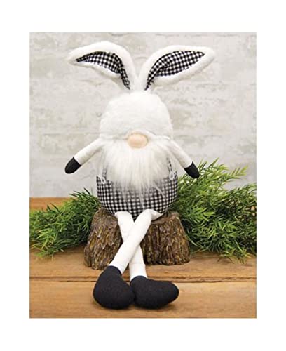 CWI Black & White Buffalo Check Bunny Ear Gnome