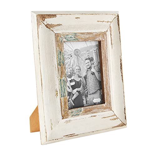 Mud Pie Cream Weathered Picture Frame, Medium, 12.75" x 10.50", Mango Wood