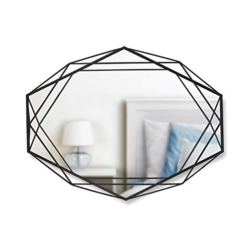 Umbra Modern Geometric Shaped Oval Prisma Wall Mirror, Black