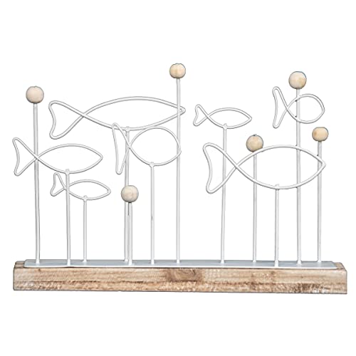 Foreside Home & Garden White Metal Fish Decorative Tabletop Accent