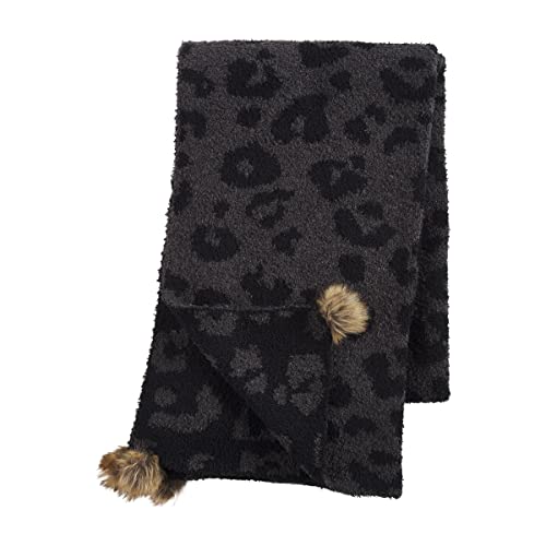 Mud Pie Leopard Chenille Womens Scarf, Gray Leopard, 68-inch