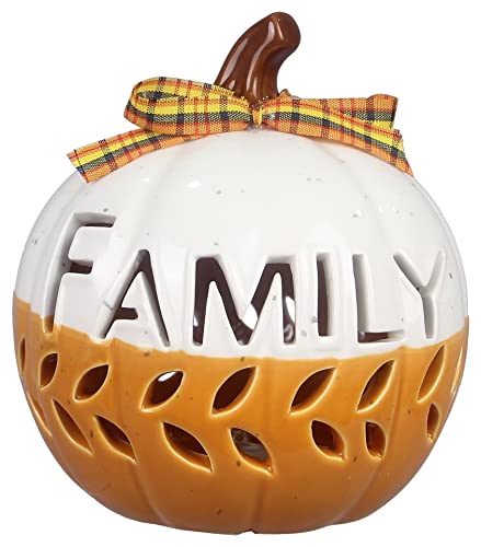 Youngs 81159 Fall Pumpkin with LED Light, Ceramic