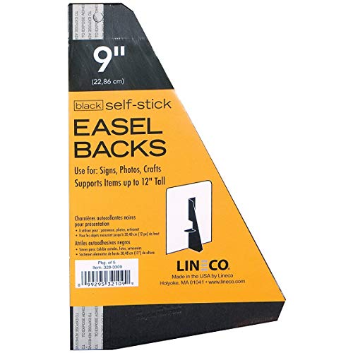 Lineco Self-Stick Easel Back, 9 inches, Black, Package of 5 (328-3309)