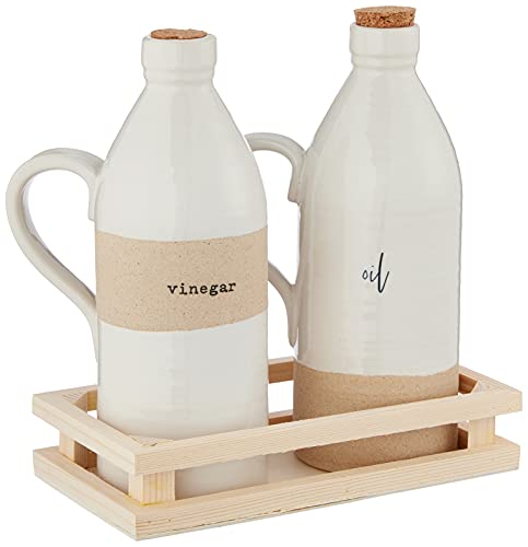 Mud Pie Oil And Vinegar Decanter Set, 8-nch