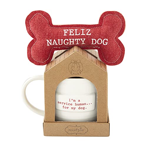 Mud Pie Feliz Naughty Dog Toy And Mug Set,6-inch