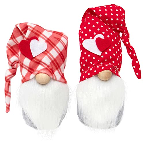 MeraVic White Beard Plaid/Dot, Set of 2, 11 Inches, Valentine&