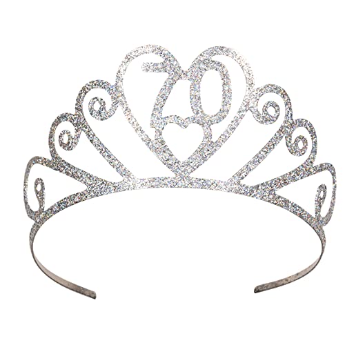 Beistle 60633-70 Glittered Metal "70" Tiara, Silver