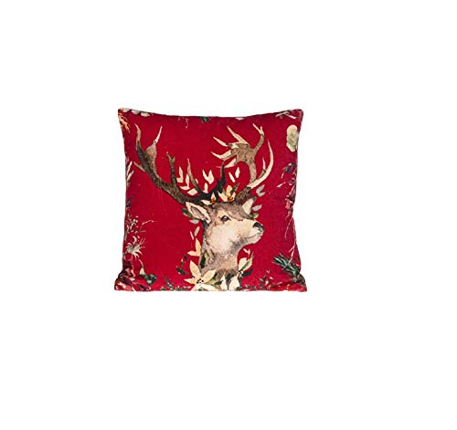 Ganz MX179907 Reindeer Pillow, 18-inch Square, Velvet, Cotton