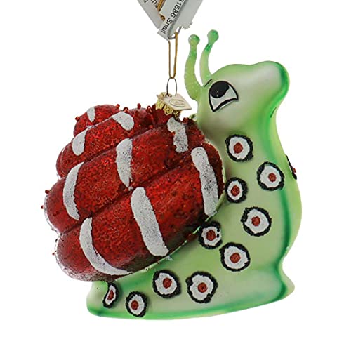 Kurt Adler Candy Striped Snail Glass Christmas Ornament 4 inches Noble Gems