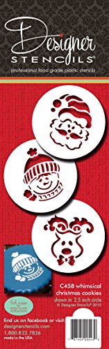 Designer Stencils Whimsical Holiday Cookie Stencil Set, (Snowman, Reindeer, Santa), Beige/semi-transparent