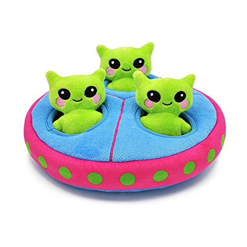Hugsmart Pet ‚Äì Space Paws UFO | Squeaky Hide and Seek Plush Dog Toys | Cute Interactive Plush Puzzle Toys for Small Medium Dogs