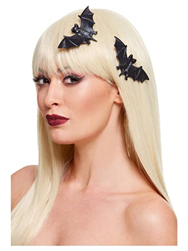 Smiffys 52049 Bat Hair Clips, Women, Black